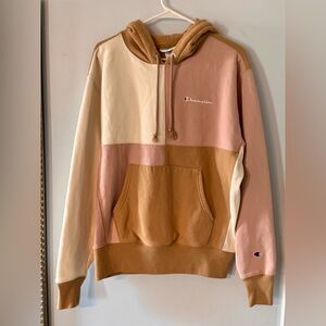 Champion Colorblock Crewneck Hoodie - Pink/Cream/Tan